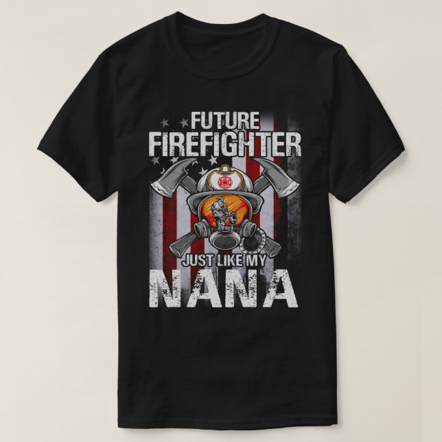 Camiseta Futuro Bombeiro Como Minha Bandeira NANA EUA (Frente do Design)