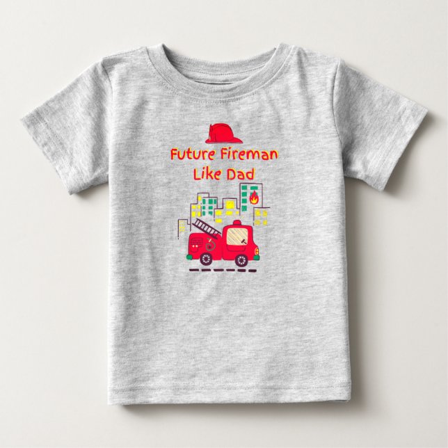Camiseta Futuro Bombeiro Como Pai Desenhado à Mão (Frente)