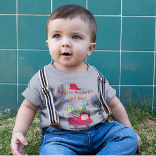 Camiseta Futuro Bombeiro Como Papai Desenhado à Mão 