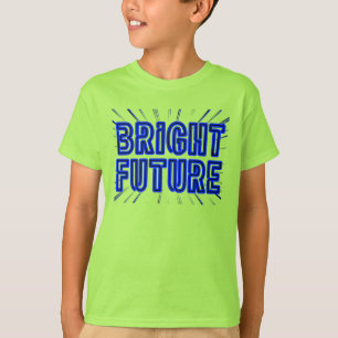 Camiseta Futuro Brilhante em Azul cercado por raios parecid