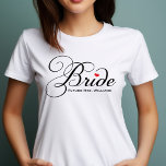 Camiseta Futuro Casamento Personalizado de Script Preto da<br><div class="desc">Uma lágrima branca e elegante pode ser personalizada com o seu nome "Sra. Futura".</div>