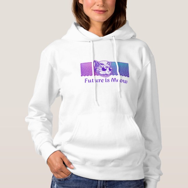 Camiseta Futuro é Meow - Cyberpunk Neon Cat (Frente)