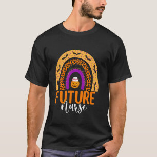 Camiseta Futuro Enfermeiro Leopardo Arco-íris Halloween Abó