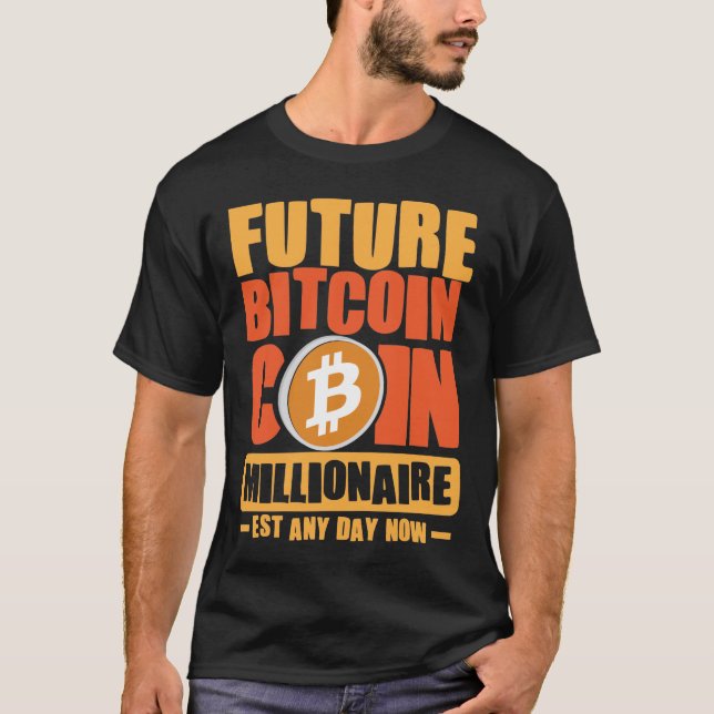 Camiseta Futuro Milionário de Moedas de BITCOIN (Frente)