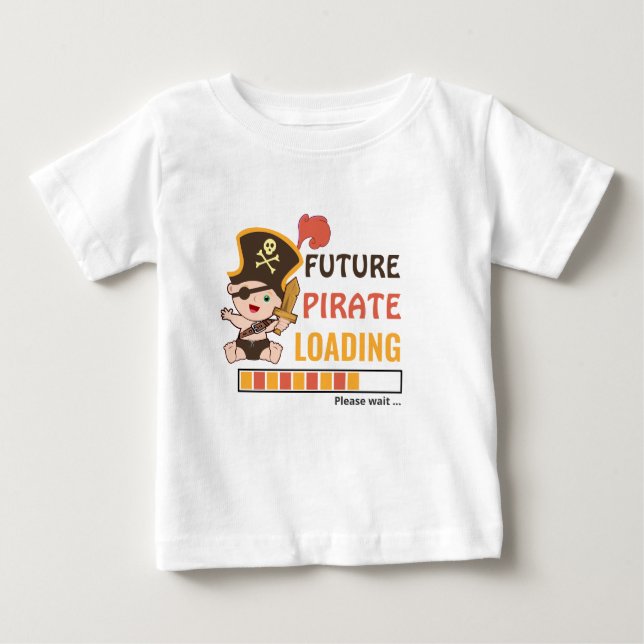 Camiseta Futuro Pirata Carregando Bonito Festa de Aniversár (Frente)