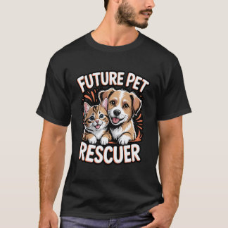 Camiseta Futuro Resgatador de Animais Gatinho e Cachorro Fo