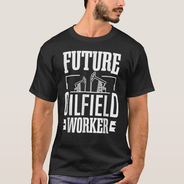 Camiseta Futuro Trabalho Oleícola - Petróleo por Rig Kid In (Frente)