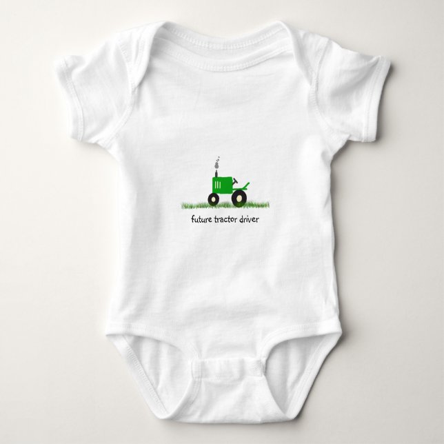Camiseta "Futuro Trator" Trator Verde Bebês (Frente)