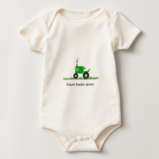 Camiseta "Futuro Trator" Trator Verde Bebês (Frente)