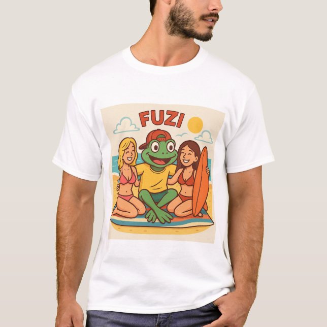 Camiseta FUZI - Beach Vibes | Sapo de animação de verão T-S (Frente)