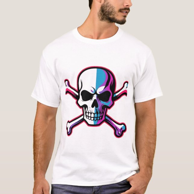 Camiseta Fweashion Skull & Crossbones Rock Banda Logo Tee (Frente)