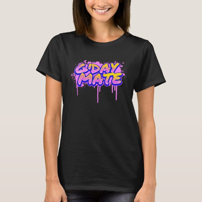 Camiseta G day Mate Australia Vaporwave Aesthetic Glitch (Frente)