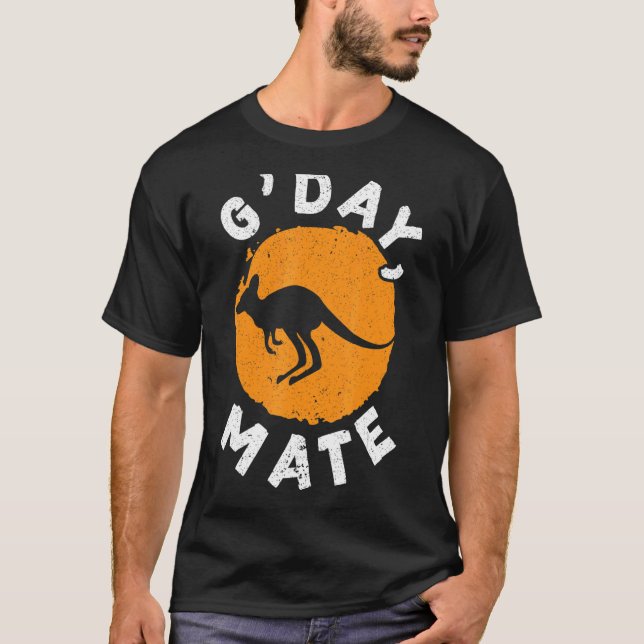 Camiseta G' Day Mate Kangaroo Austrália australiana Aussie  (Frente)