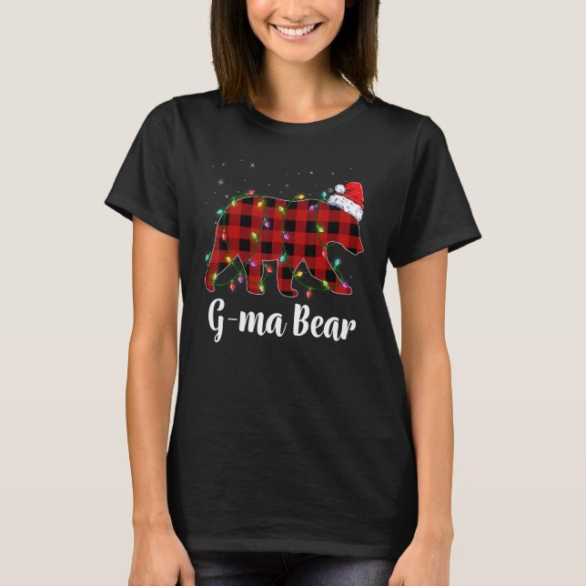 Camiseta G ma Bear Buffalo Red Plaid Matching Family Christ (Frente)