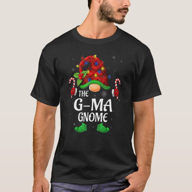 Camiseta G Mães Gnomo Buffalo Red Xadrez Combinação Família (Frente)