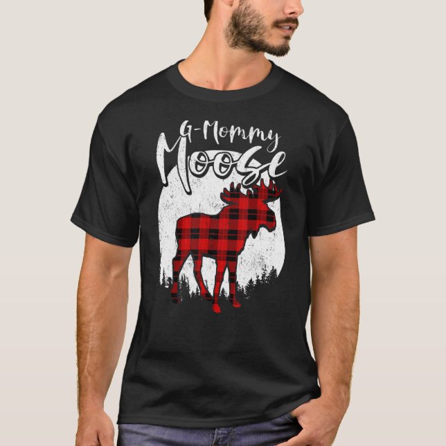 Camiseta G Mommy Moose Red Plaid Buffalo Matching Family Pa (Frente)