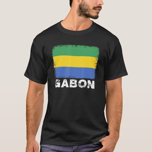 Camiseta Gabão - Bandeira apoia Pessoas do Gabão (Frente)