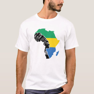 Camiseta Gabão Gabonês Bandeira África Mapa Patrimônio Étni