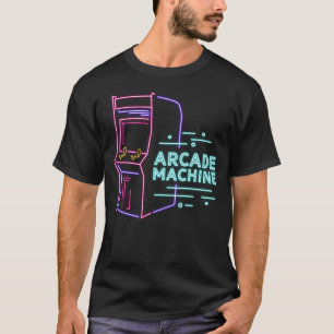 Camiseta Gabinete de Arcade Neon Arcade com Máquina de 80 e