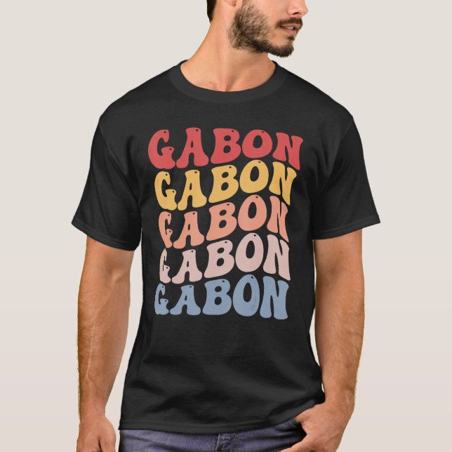 Camiseta Gabon Groovy Retro Gabonese (Frente)