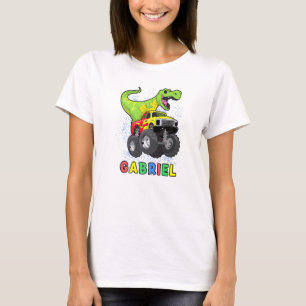 Camiseta Gabriel Personalizou Dinossauro Em Um Caminhão Mon