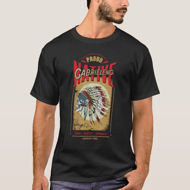 Camiseta Gabrieleno Tribo do Guerreiro Indiano Nativo Ameri (Frente)