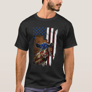 Camiseta Gado de Corte Dentro da Bandeira Americana Vintage