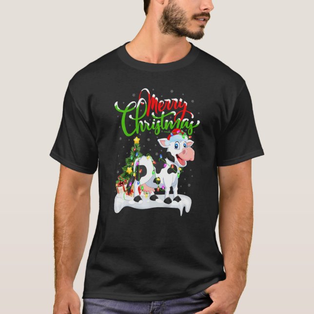 Camiseta Gado Decorações de Natal Santa Gado Natal (Frente)