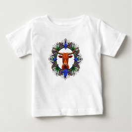 Camiseta Gado Longhorn Cercado por Bluebonnets