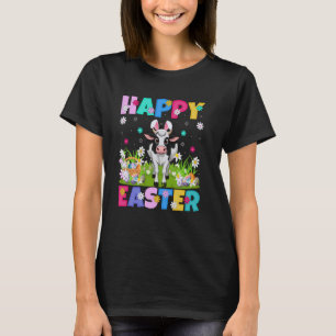 Camiseta Gado Vaca Feliz Páscoa Caça ao Ovo Coelho Orelha G