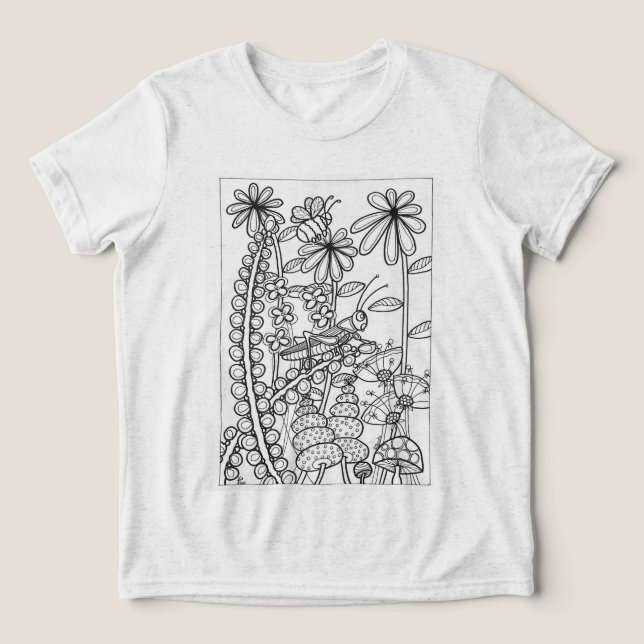 Camiseta gafanhoto com flores de fantasia (Design frontal)