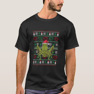 Camiseta Gafanhoto de Natal feio Vestindo o Natal