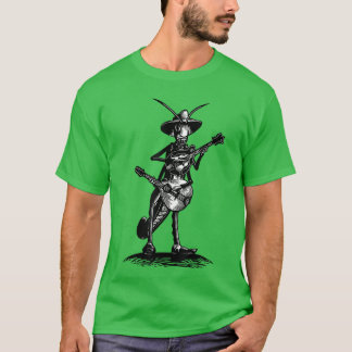 Camiseta Gafanhoto retrô tocando bandolim guitarrista músic
