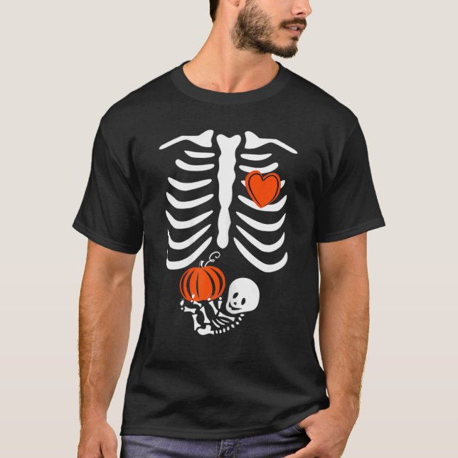 Camiseta Gag Thanksgiving Pregnancy Announcement  Skeleton  (Frente)