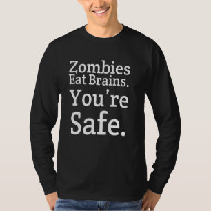 Camiseta Gag Zombies Coma Cérebros Seu Unisex Seguro