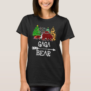 Camiseta Gaga Bear Christmas Pajama Red Xadrez Buffalo Famí