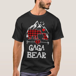 Camiseta Gaga Bear Christmas Pajama Red Xadrez Buffalo Famí
