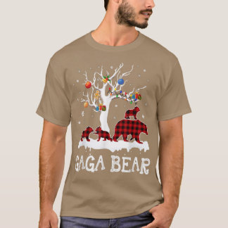 Camiseta Gaga Bear Christmas Pajama Red Xadrez Buffalo Famí