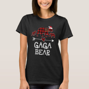 Camiseta Gaga Bear Christmas Pajama Red Xadrez Buffalo para