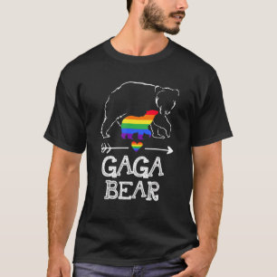 Camiseta Gaga Bear Orgulhosa Tia Arco-Íris Sinalizador Lgbt