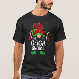 Camiseta Gaga Gnome Búfalo Xadrez Vermelho Família Combinan