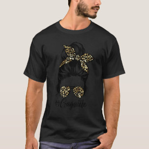 Camiseta Gaga Life Messy Hair Bun Leopard Women Mother's Da