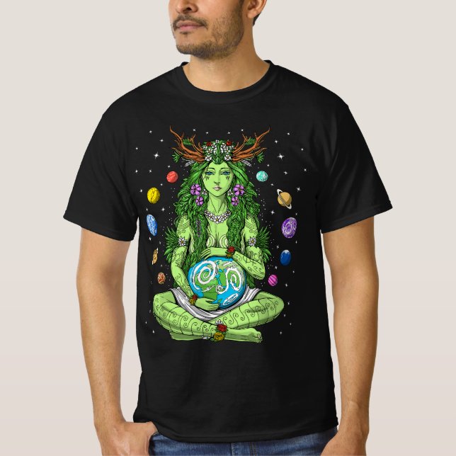 Camiseta Gaia Deusa Grega Pagan Mãe Terra Hippie Natureza (Frente)
