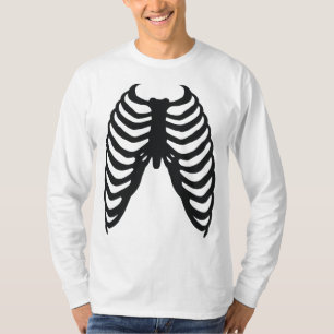 Camiseta gaiola-costela ossos pretos fantasia de halloween