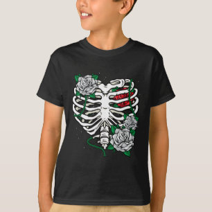 Camiseta Gaiola De Costelas Com Flores De Halloween Xray