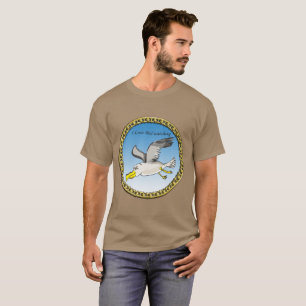 Camiseta Gaivota de desenho animado sobrevoando a cabeça co