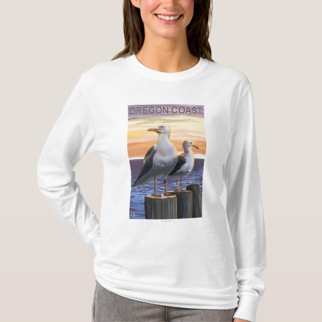 Camiseta Gaivota de mar da costa de Oregon (Frente)