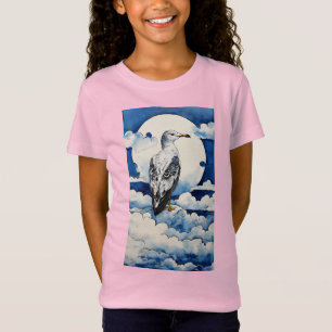 Camiseta Gaivota em Azul e Tinta