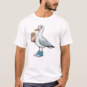 Camiseta Gaivota Engraçada com Tênis de Batata Frita France