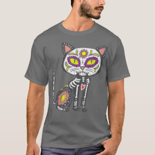 Camiseta Gaivota Gato Dia De Muertos Dia Do Halloween Do Mo